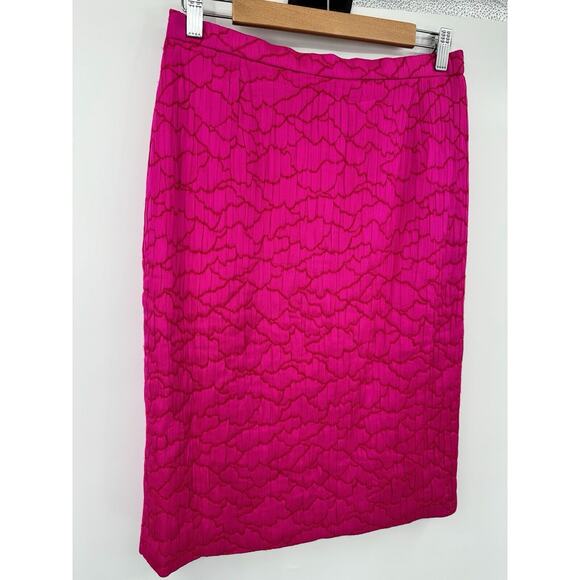 bruce oldfield Skirt Vintage Designer Pink Pattern Lined Wool Silk Blend Pencil - Picture 2 of 11
